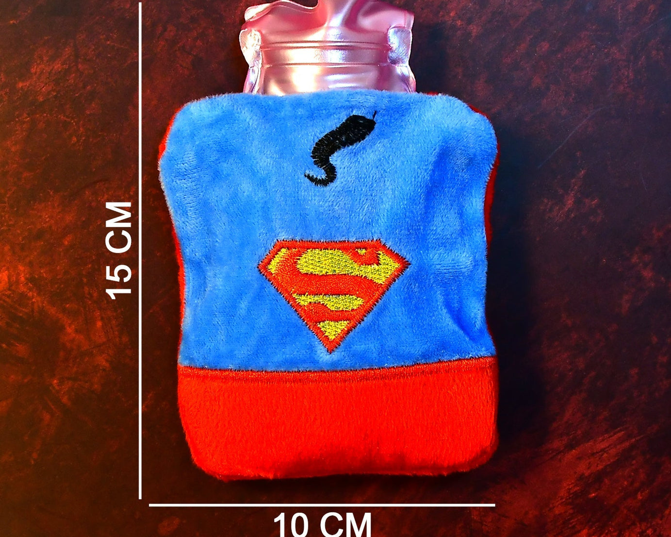 Superman Print Small Hot Water Bag with Cover for Pain Relief
