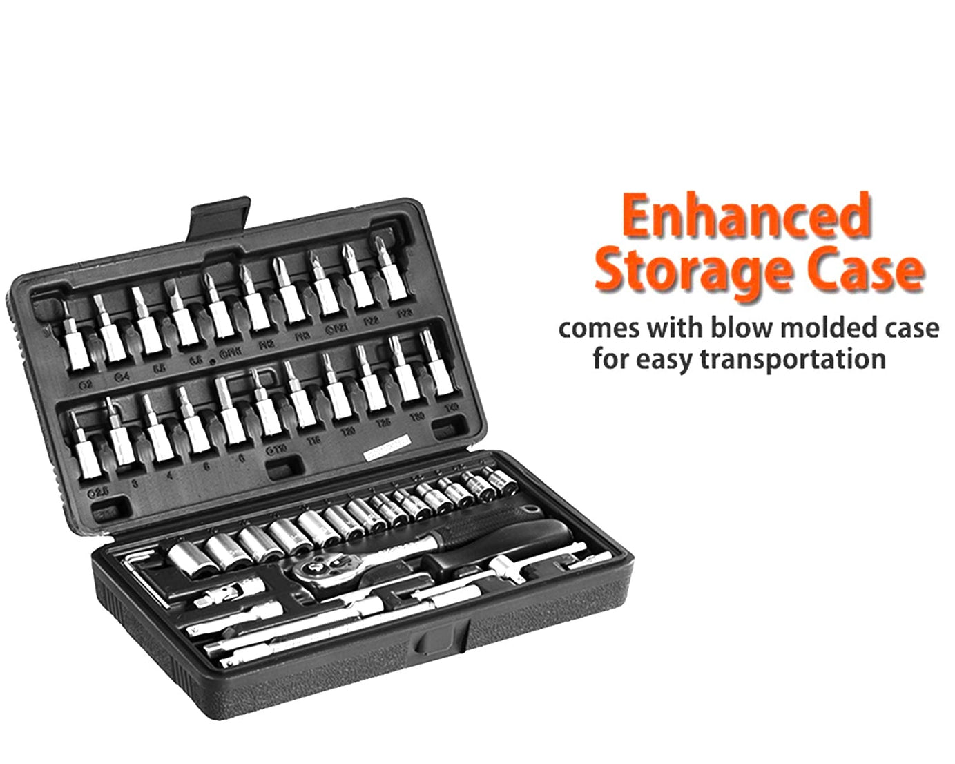 0452 -46pcsMetal 1 / 4" Socket Set (Black, 46pcs)