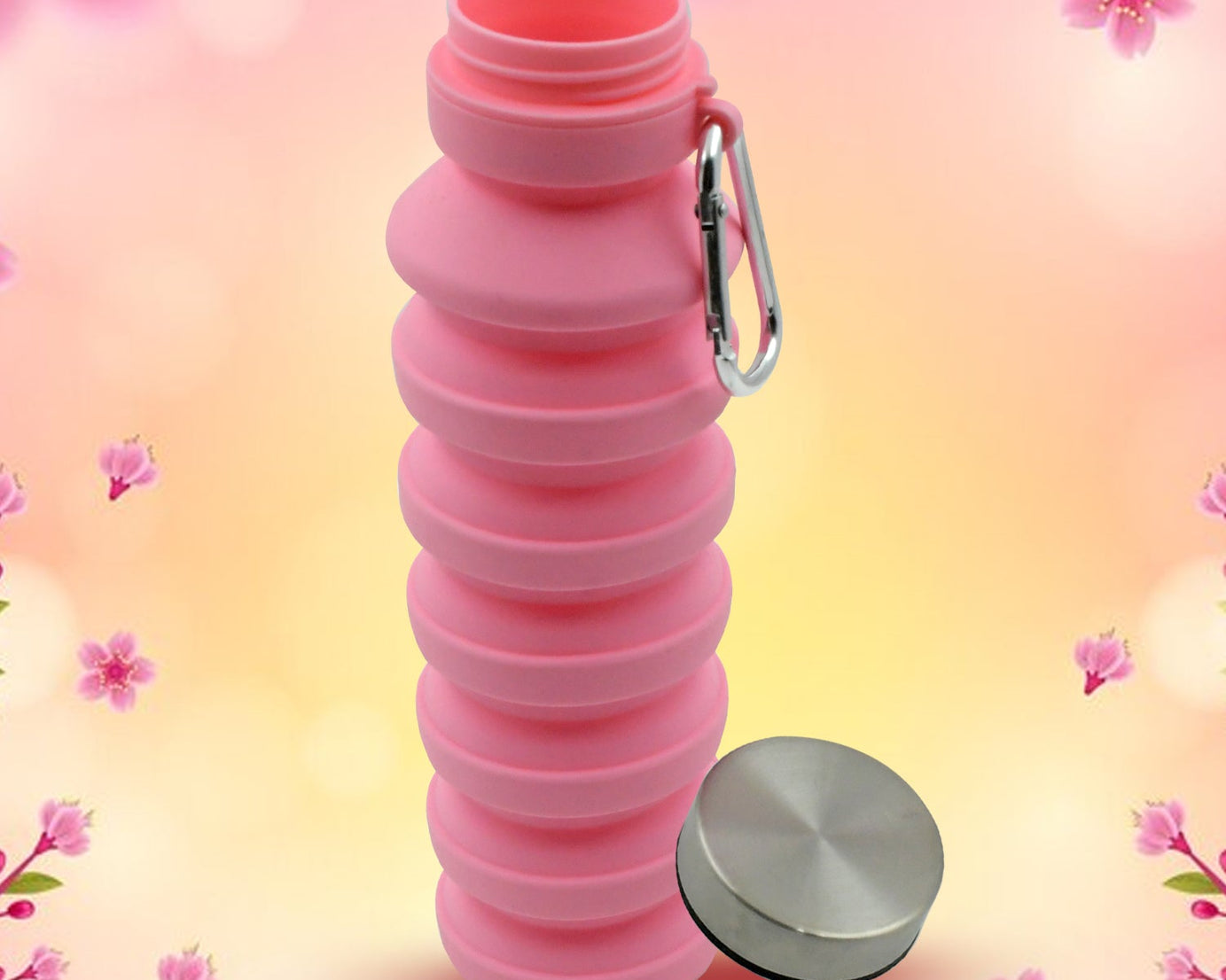 Foldable Water Bottle, Silicone Leak Proof Portable Sports Travel Water Bottle for Outdoor, Gym, Hiking (1 Pc / 24 cm Foldable)