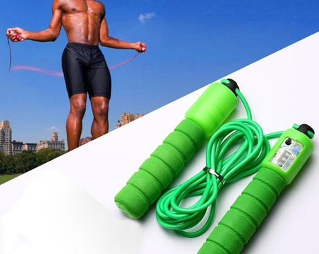 Electronic counting rope for fitness training.