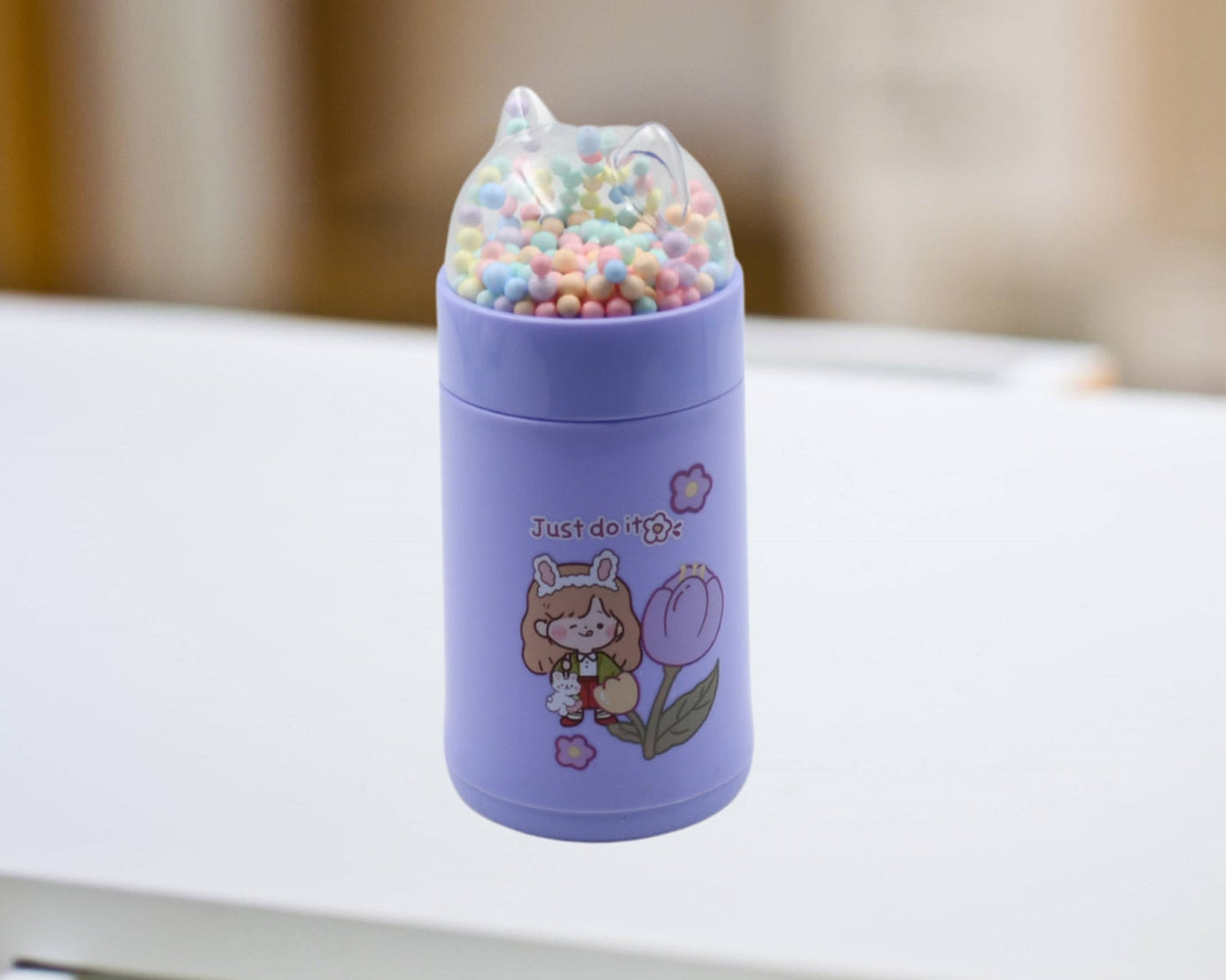 Girl Glass Water Bottle for School with Kid Sparkle Strap Cat Lid Sequins Glitter Glass Cup Birthday Gift Children 350ml (MOQ :- 75 pc)