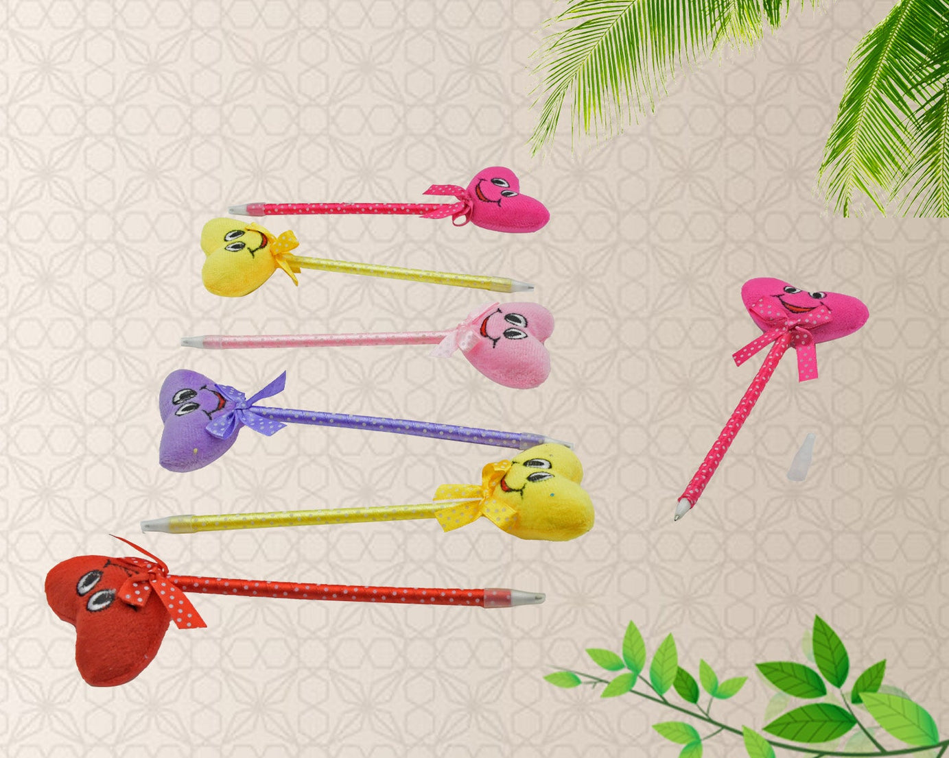 Cute Cartoon Shape & Heart Design Facy Writting Pen Attached Rattle | Ball Pen Smooth Writing For Wedding , Events & Multiuse Pen  Best Pen l Use for Kids (12 Pcs Set Mix Design & Color)