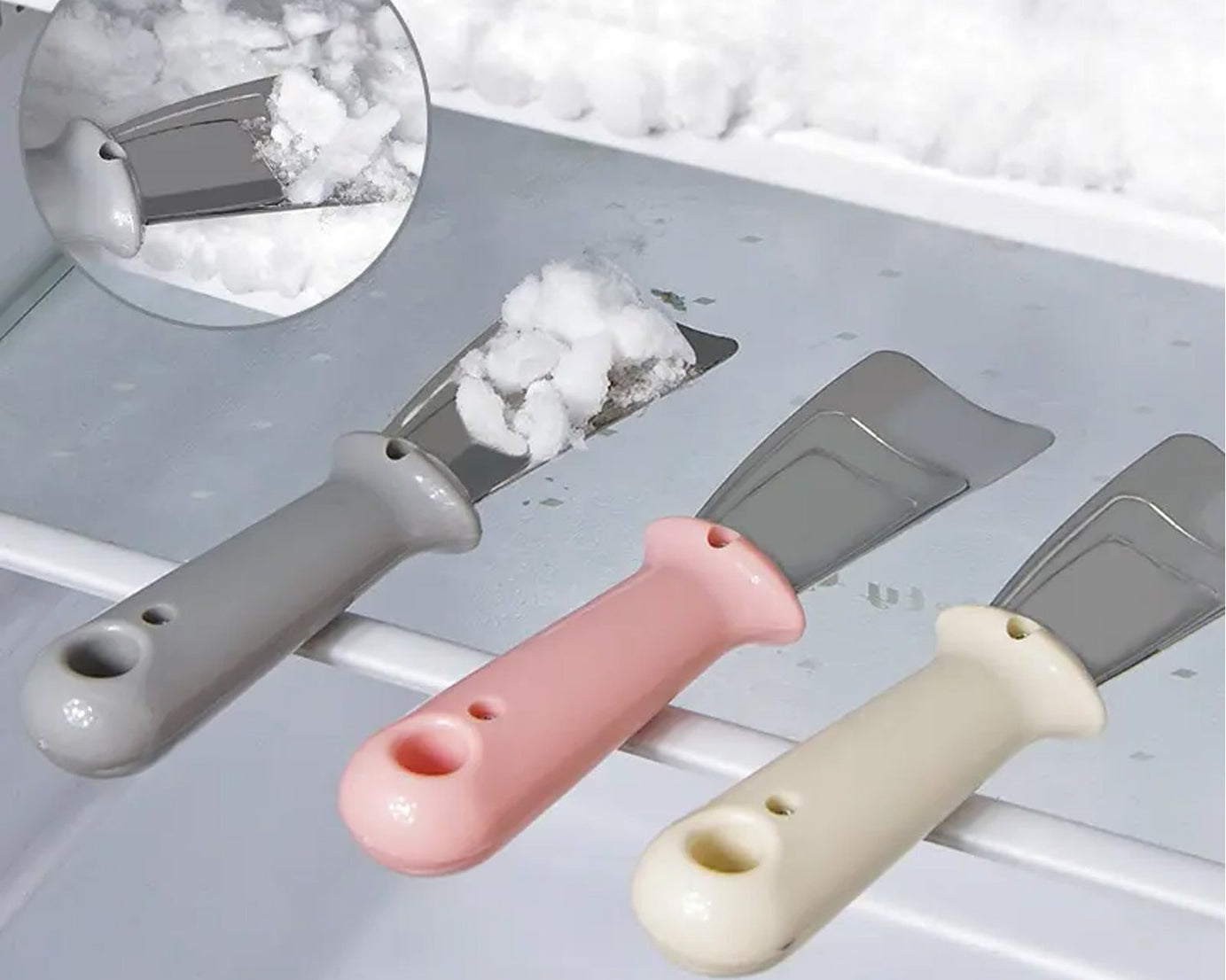 ice Remover Scoop, Non Slip Ergonomic Design Compact Size Freezer Shovel Anti Rust for Refrigerator (1Pc)