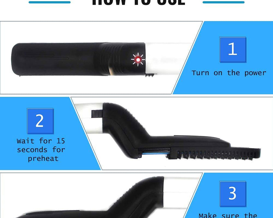 Men's hair and beard styling comb with heat.