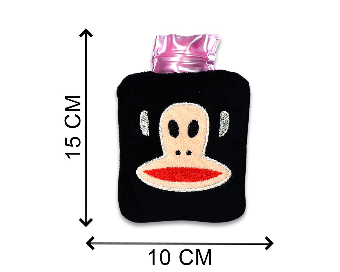 Black Monkey Small Hot Water Bag with Cover for Pain Relief