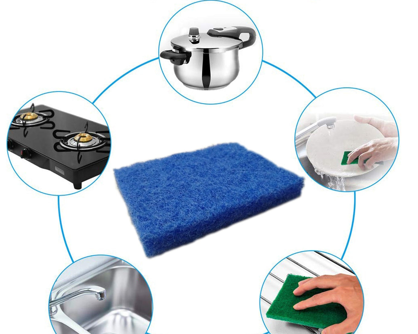 Pack of 4 green scrubber pads for various cleaning tasks