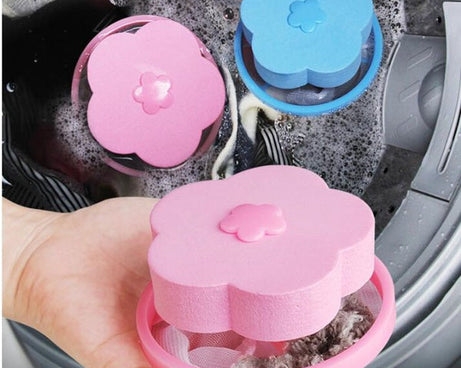 Mesh bag for catching lint and hair in washing machine.