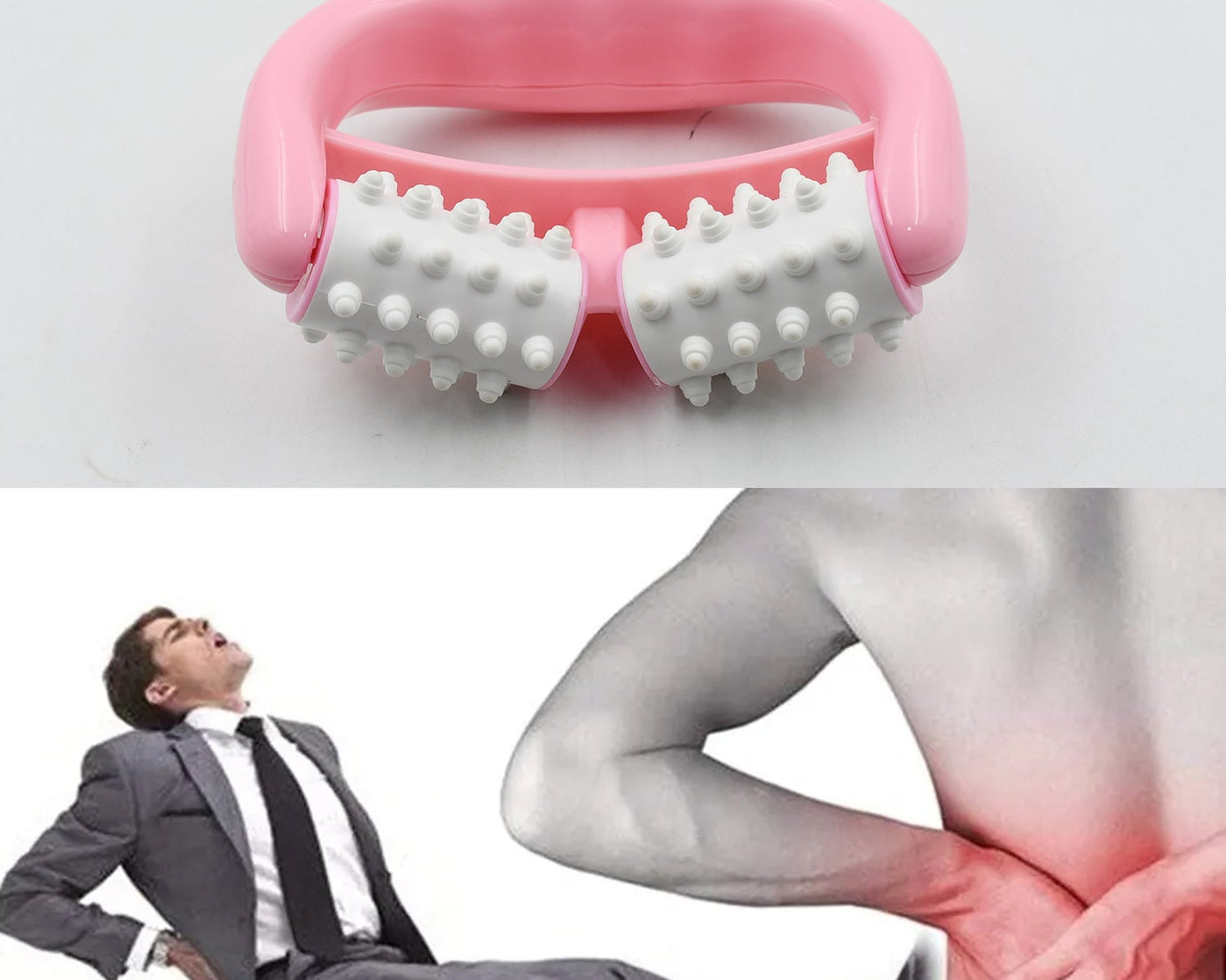 Manual Round Handle Plastic 2 Rollers Massage Roller Cellulite Roller for Legs, Arms, Back, Muscle Pain Relief and Muscle Relaxation