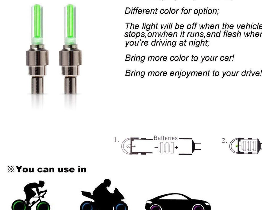 LED valve caps for tire illumination