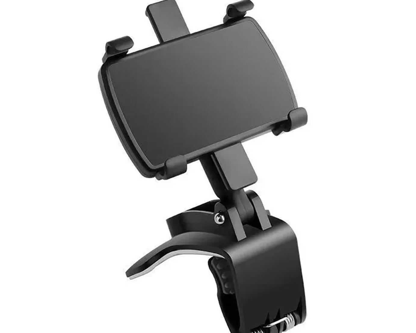 Car Phone Holder Clip Mount 360 Degree Rotation Dashboard Rear View Mirror Sun Visor Smartphone HUD Navigation Fold Stand Plastic Black Compatible For All Smart Phones