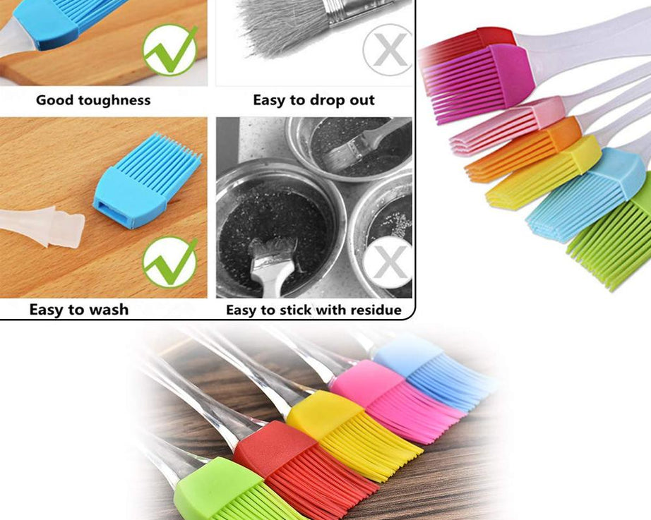 Spatula and pastry brush set with comfortable handles.