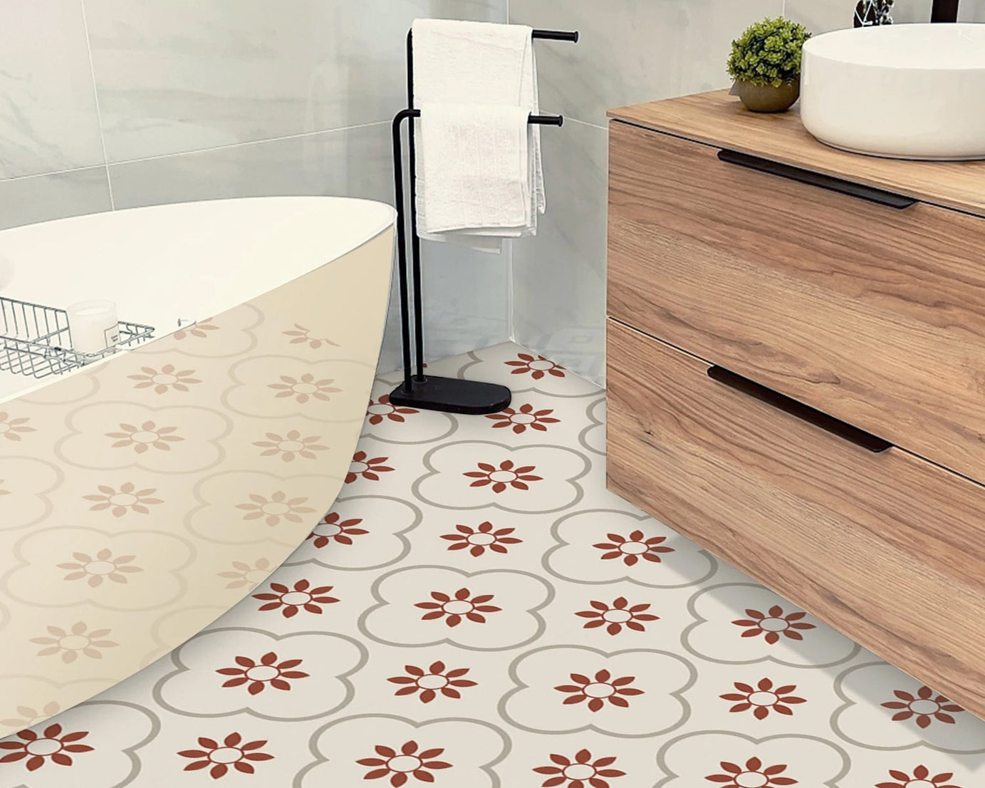 Peel and Stick Floor Tiles Kitchen / Bathroom Backsplash Sticker Detachable Waterproof DIY Tile Stickers for Wall Decoration Tiles Home Decoration (8x8 Inch / 1 pc Tiles)