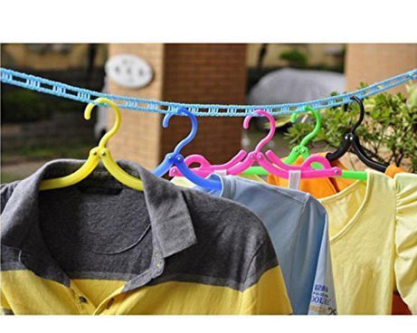 Clothesline nylon rope with attached hooks for drying