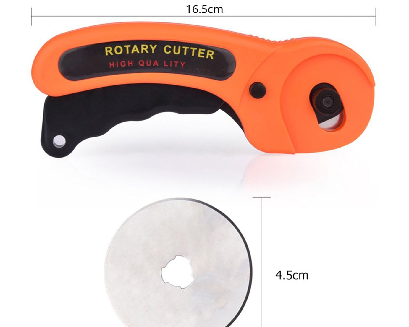 Rotary blade cutter for sewing with adjustable blade guard