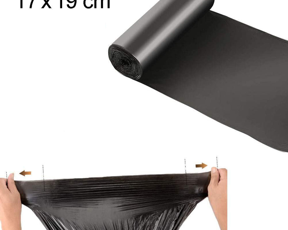 Black garbage bag (17 x 19 inches) for waste management.