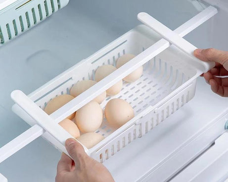 Stackable fridge drawers for keeping food fresh.