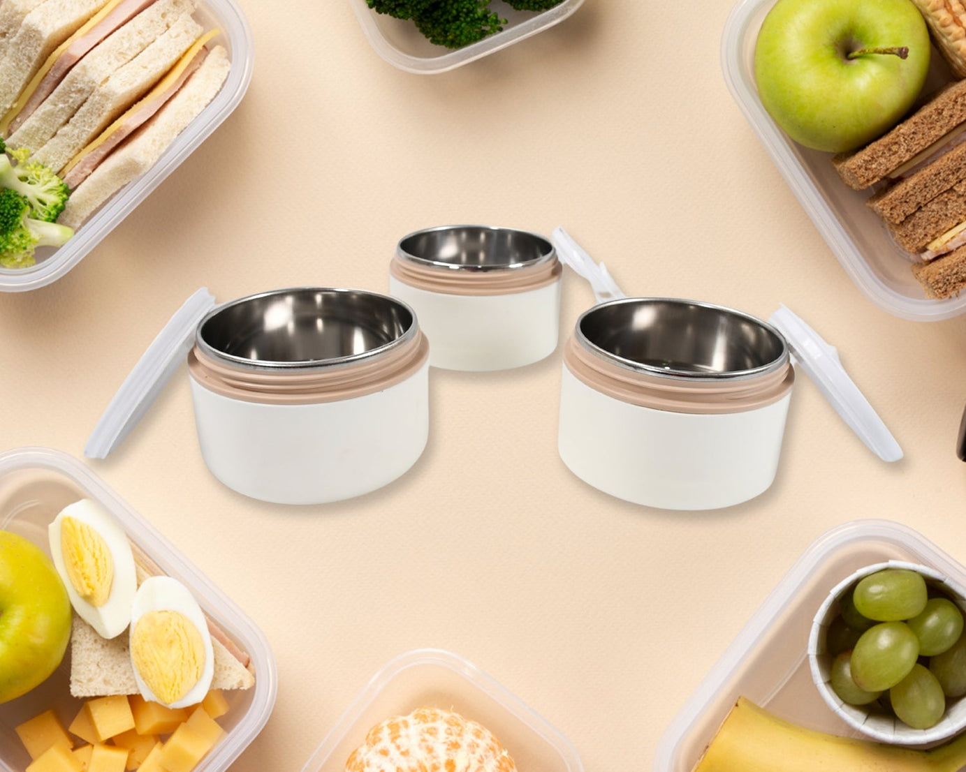 Ganesh Smart Stack 3 Layer Portable Lunch Box Stainless Steel Airtight Leak-Proof Lunch Box for Office, School, Picnic: Color May Vary (3 Layer)