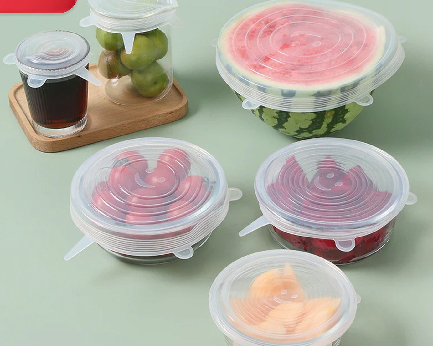 Silicone Stretch Lids, Food Cover For Freezer Microwave Oven Dishwasher Safe Fresh-Keeping Flexible Covers for Utensils, Dishes, Plates Jars, Cans, Mugs, Bowl Covers Food Safety Seal Lids (6 Pcs Set /95 Gm )