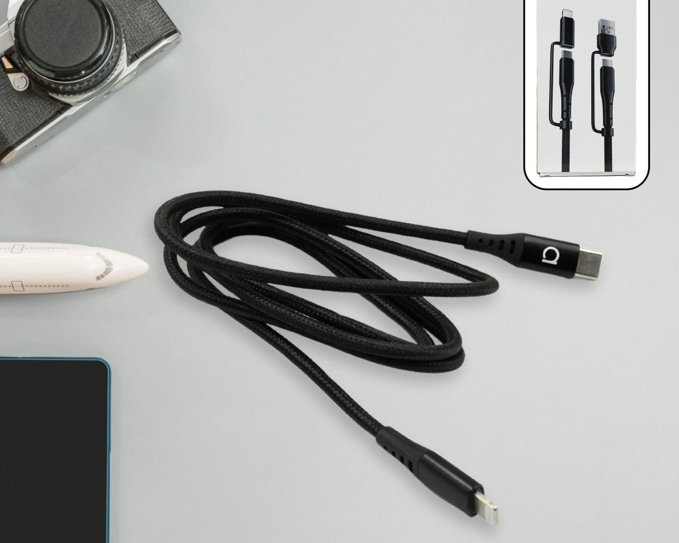 12642 2 in 1 USB-C Lightning Cable, iPhone Charging Cable, Fast Charging, Data Transfer, Heavy Duty, Type C Lightning Cable, PD Compatible, Type C Lightning Cable