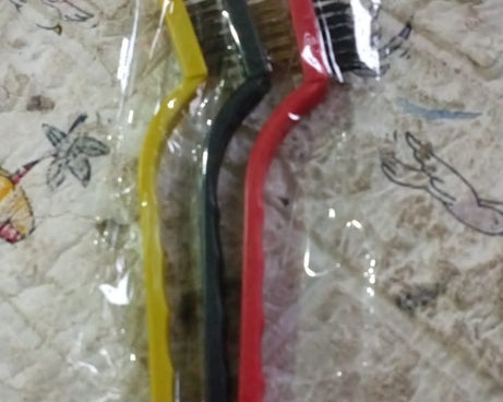 3pc Mini Wire Brush Set Brass Nylon Stainless Steel Bristles Household Cleaning Brush for Gas Stove, Smoke Machine Tool Burner Tiles Tap Rust Removal Welding Slag Dirt & Paint Scrubbing (3 Pcs Set)