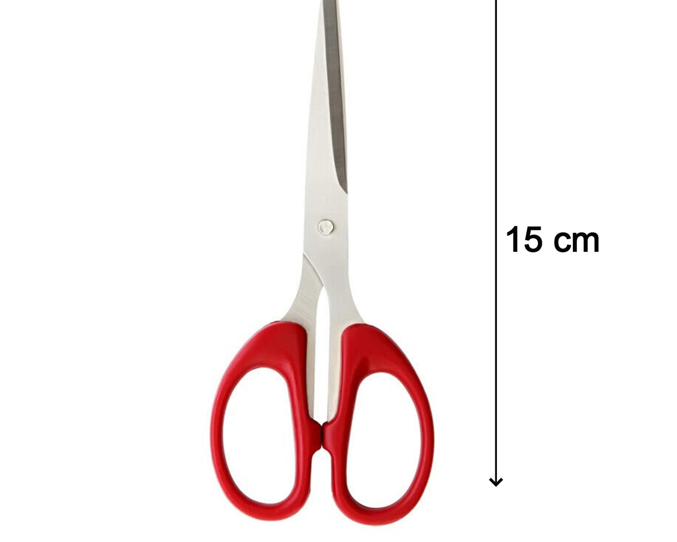 Side view of the stainless steel scissors, showcasing the handle grip and blade design