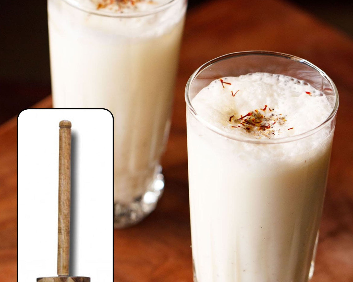 Wooden blender for versatile kitchen use, including mixing and blending