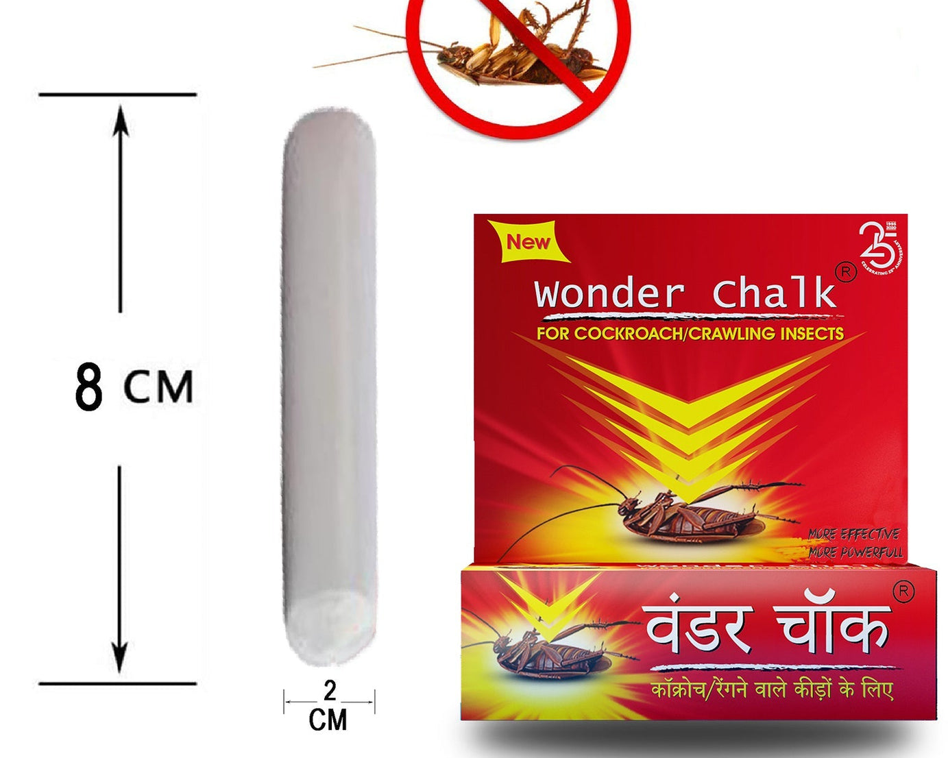 Cockroach killer chalk on a surface.