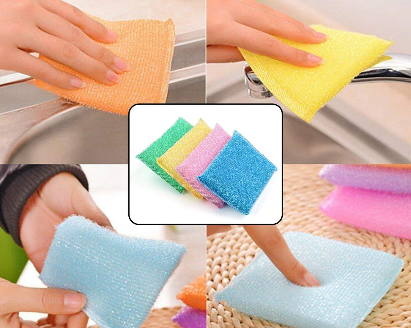Pack of 12 scratch-proof kitchen scrubber pads, perfect for cleaning without damage.