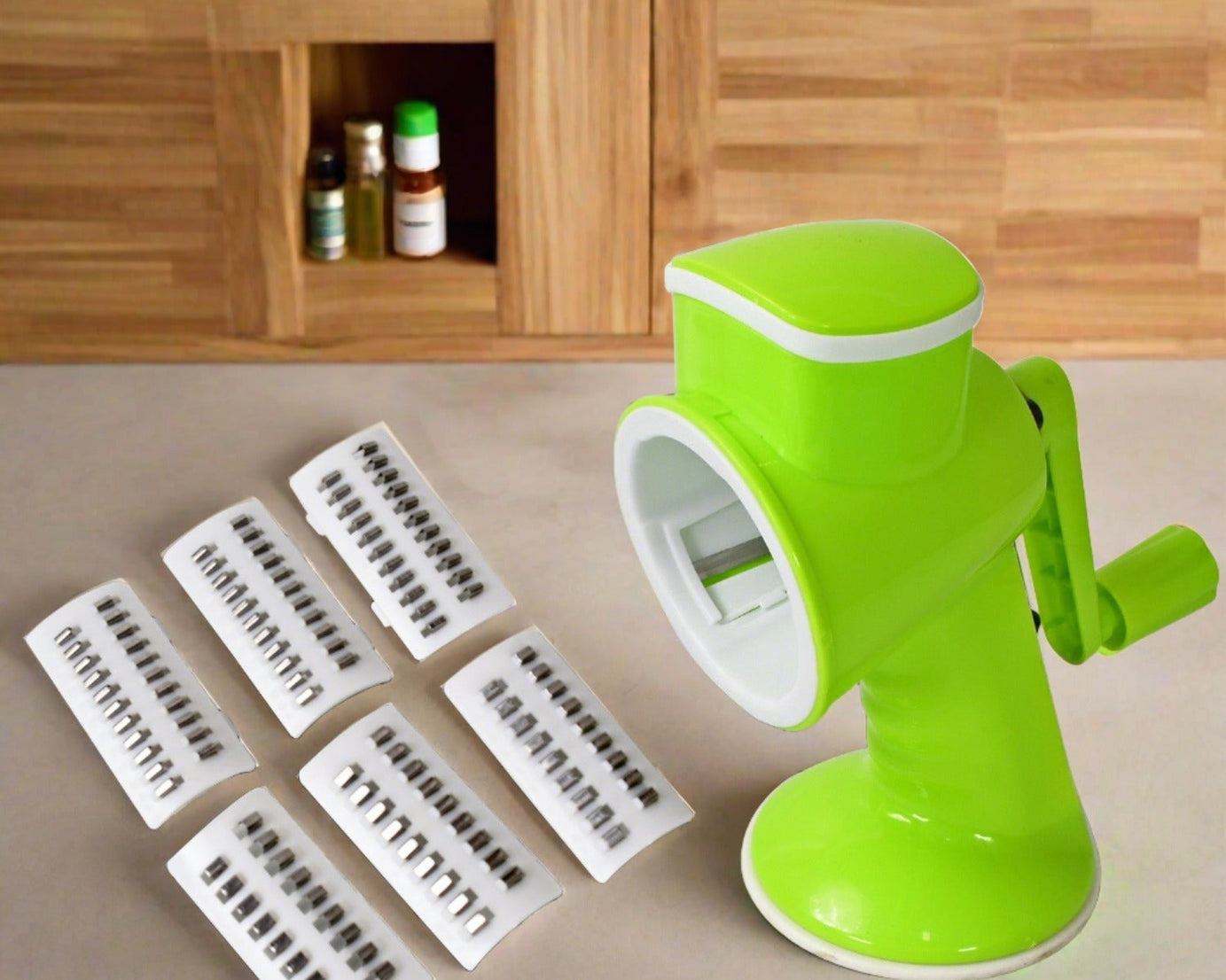 6 in 1 Multi functional Vegetable Cutter & Slicer Hand Machine Cutting, Slice, Cut Thick, Cut Silk All in one –Vegetable Chopper Cutter & Slicing Cutter Barrel - Vegetable Grater with 6 Removable Blades