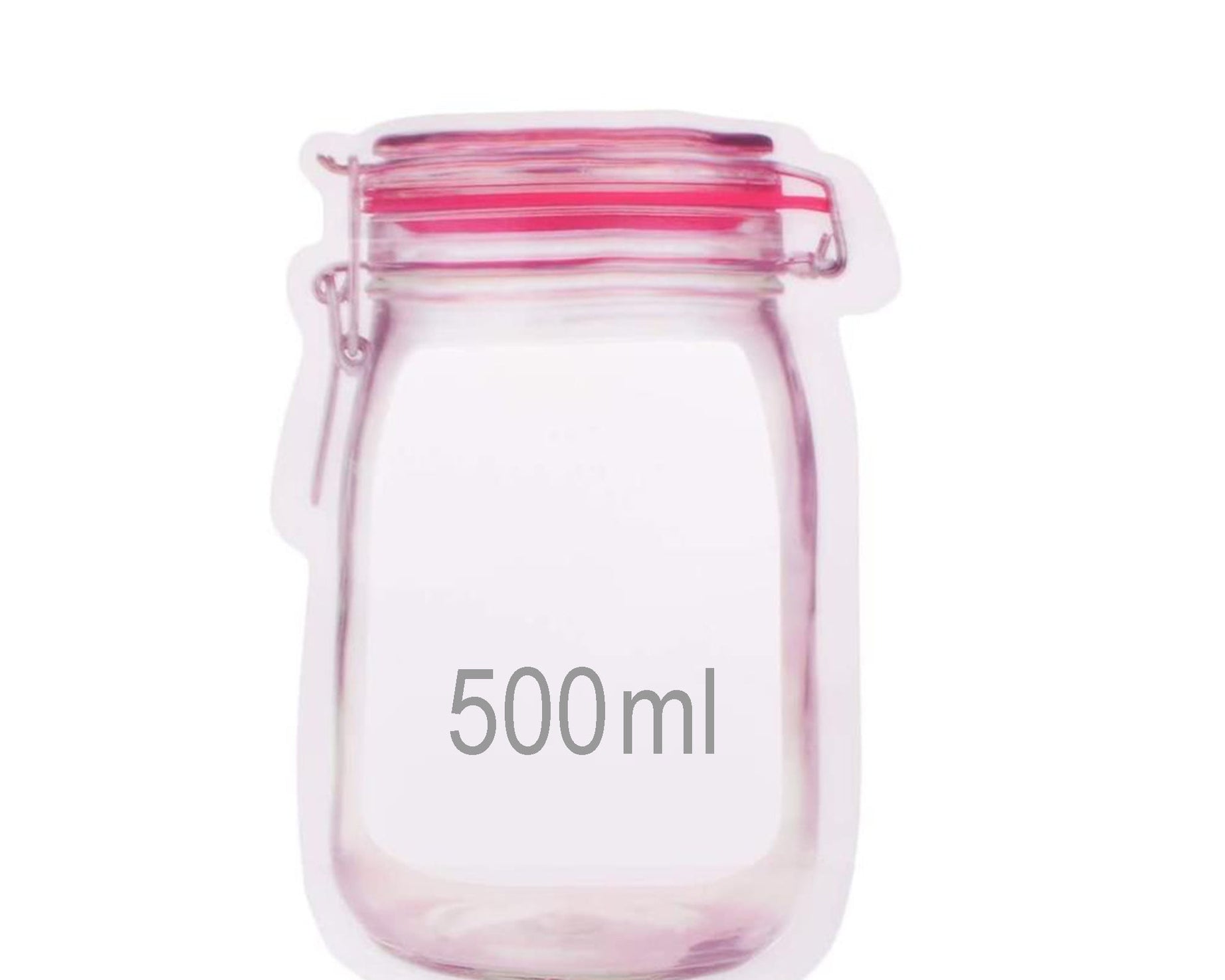 Reusable Airtight Seal Plastic Food Storage Mason Jar Zipper (500ml)