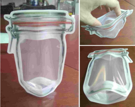 Reusable Airtight Seal Plastic Food Storage Mason Jar Zipper (500ml)