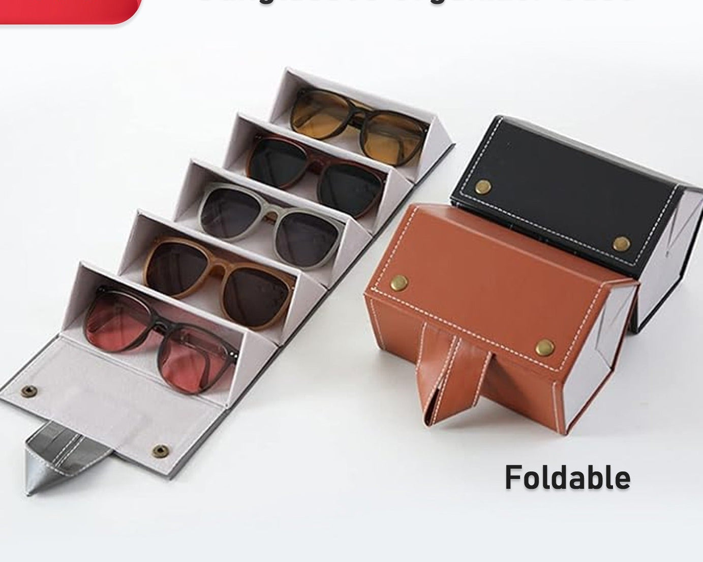 5 Slots Sunglasses Organizer Box, Glass Holder Box, spectacle case of sunglasses, Specs case, Foldable Travel Glasses Case Storage (1 Pc)