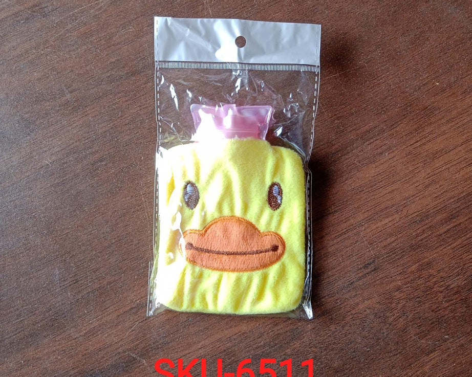 Yellow duck shaped hot water bag for menstrual cramps, neck and shoulder pain