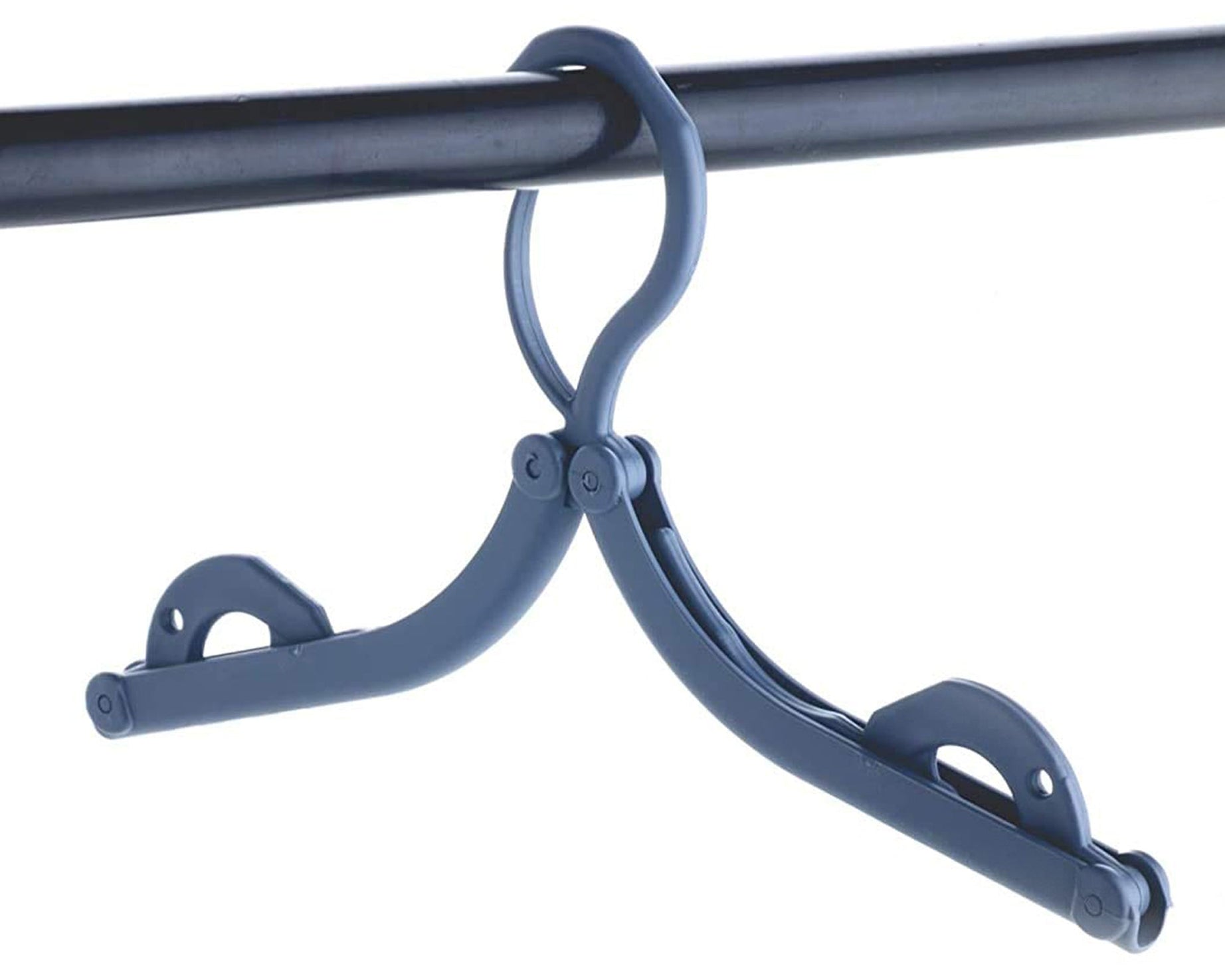 Durable and foldable plastic hanger, ideal for compact storage and travel.