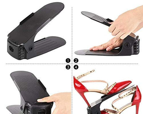 Foldable shoe slots organizer for efficient storage.