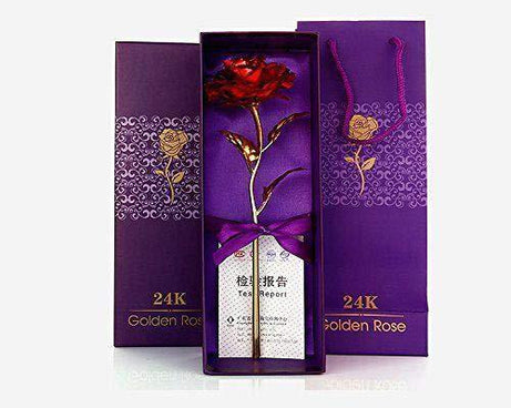 Gold red rose with packaging
