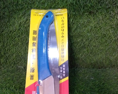 Saw with detailed blade and folding feature showcased