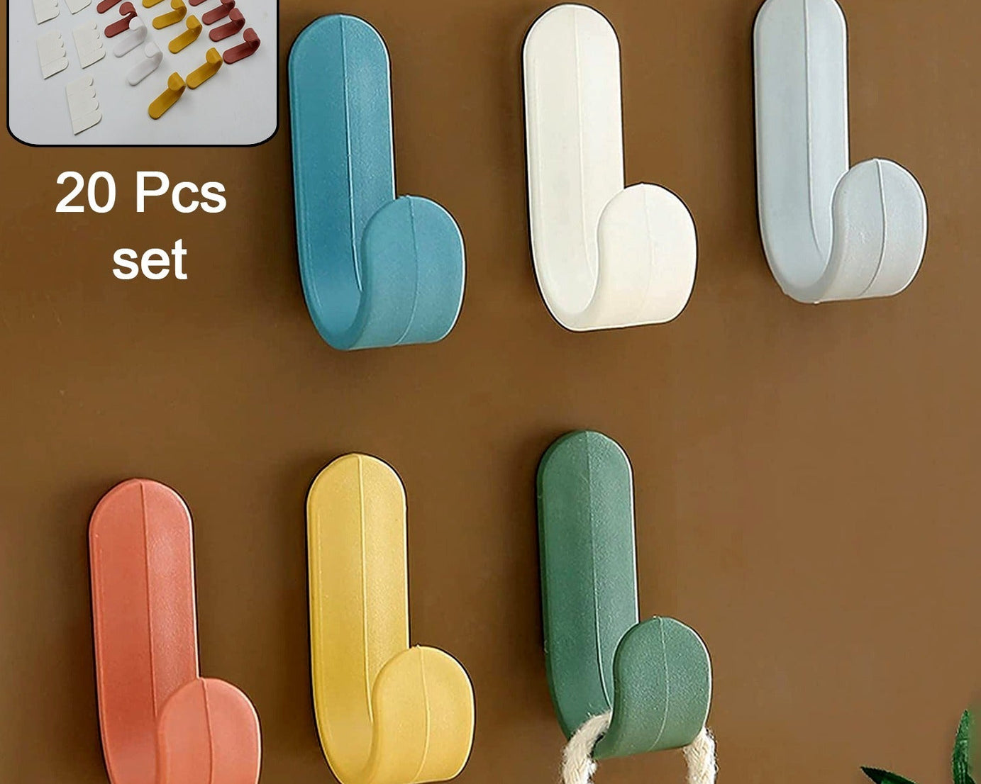 4351 Self Adhesive Wall Hooks Waterproof Adhesive Sticky Round Hooks | Hanging Capacity 1 KG Max | Multipurpose Home Storage (20 Pcs Set)