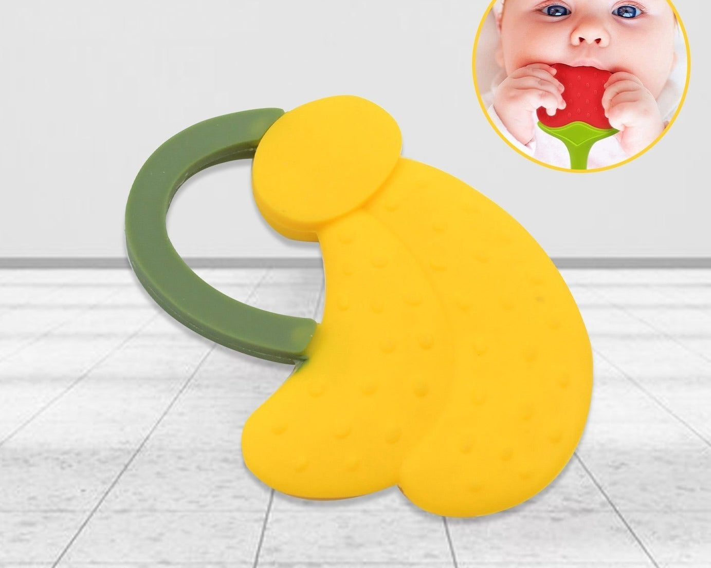 Baby Silicone Teether, Fruit Teether for Toddlers,100% Food Grade Silicone Teether, Non-Toxic & Latex Free Suitable for Kids Above 3 Months (1 Pc )