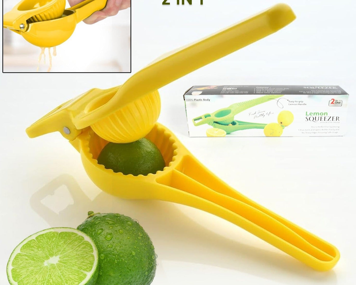 Kitchen 2 in 1 Unbreakable Lemon Squeezer and Bottle Opener (1 Pc)