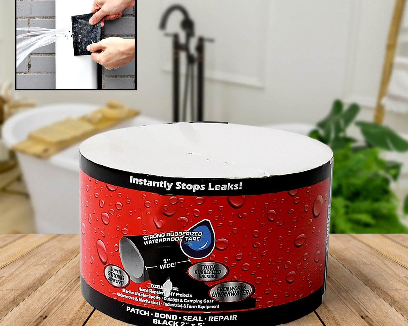 leak Proof Tape, Sealing Tape Stickers Water Leakage Stopper Block Quick Pipe Fix PVC Waterproof Strong Adhesive DIY Home Garden Sticker Tapes (50mmx1.5m)