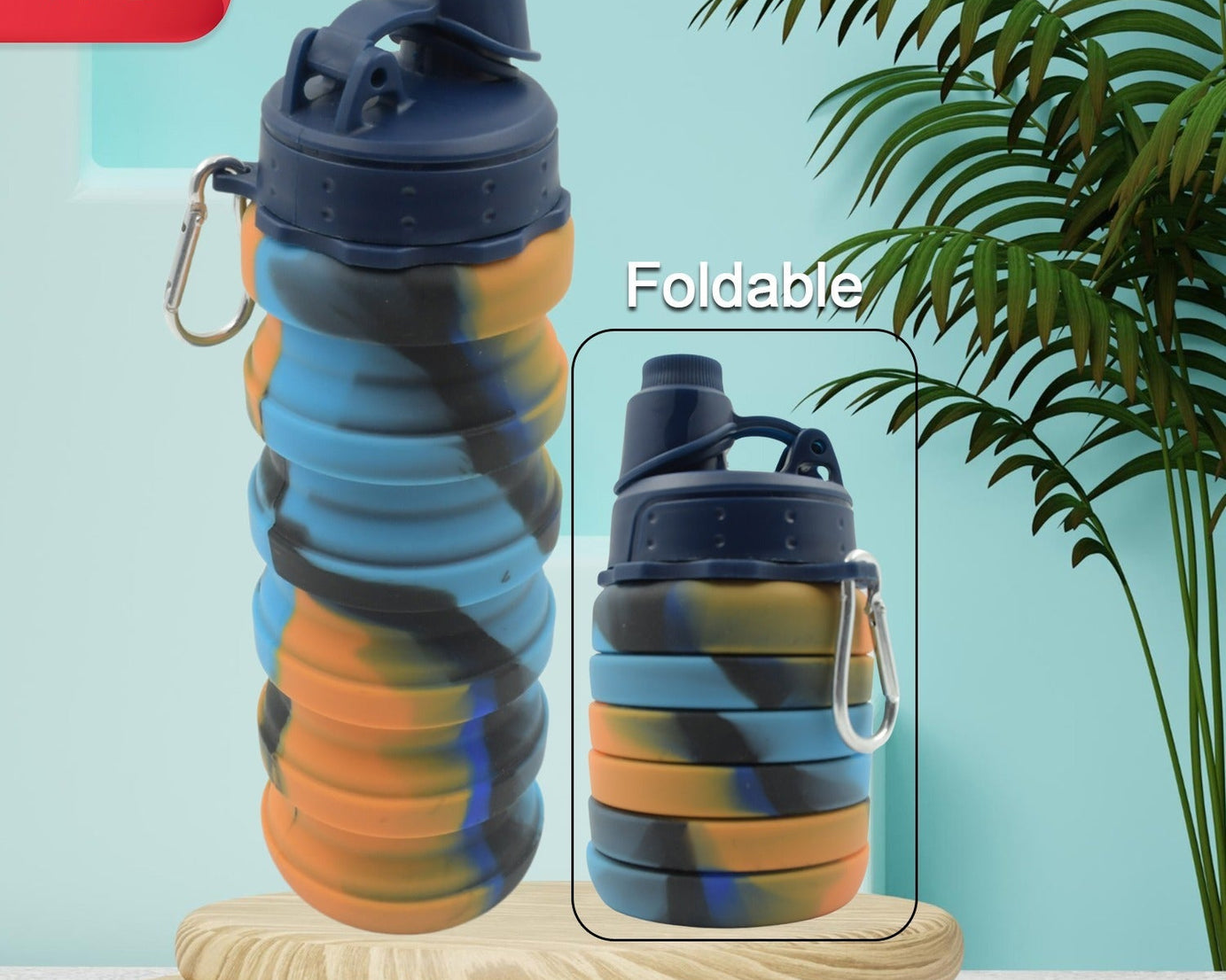 Foldable Water Bottle, Silicone Leak Proof Portable Sports Travel Water Bottle for Outdoor, Gym, Hiking (1 Pc / 24 cm Foldable)