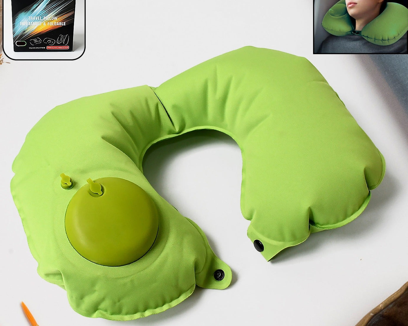 Inflatable & Foldable, Pillow U Shape Air Cushion Travel Pillow, Travel Business Trip Neck Pillow for Long Trips, Ideal for Men & Women Portable, and Perfect for Backpacking, Car Camping, and Even Airplane Travel