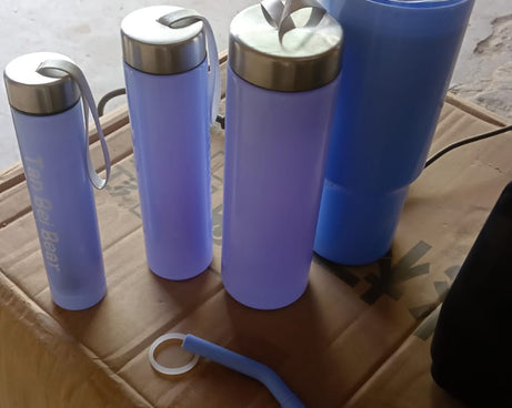 Plastic Water Bottle 3 Different Size Bottle & 1 pc Tumbler With Straw (4 Pc Set)
