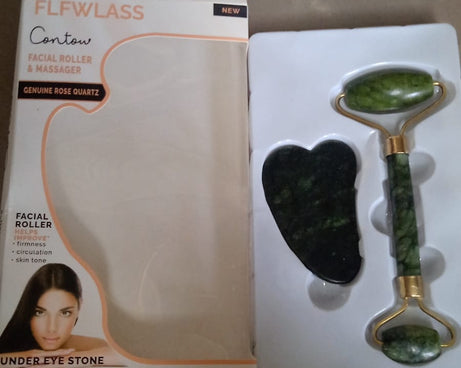 Gua Sha Stone and Anti Aging Jade Roller Massager for Face Massage Natural Face Skincare Massager & Face Roller Massager for Women | Face Shaper Jade Roller and Gua Sha Set for Glowing Skin