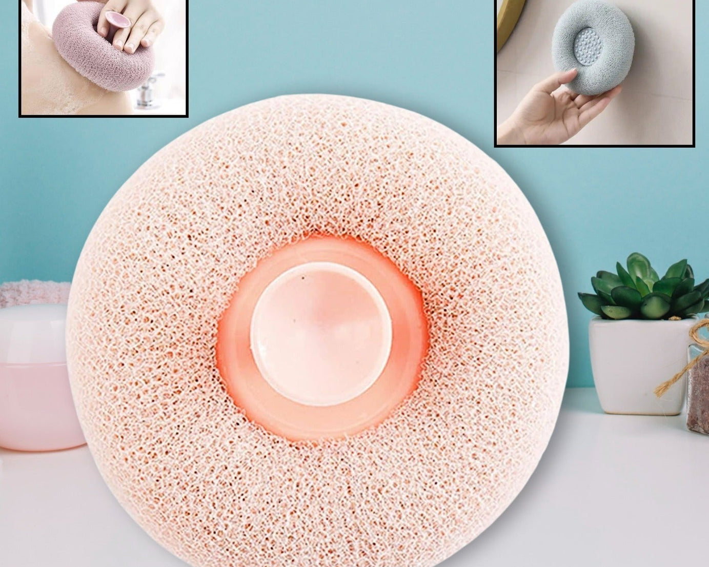 Super Soft Bath Sponge Flower Suction Cup Bath Sponges for Shower Women Men Foam Loofah Sponge Exfoliating Bath Sponge Body Washer Reusable loofah Massage Bath (1 pc)