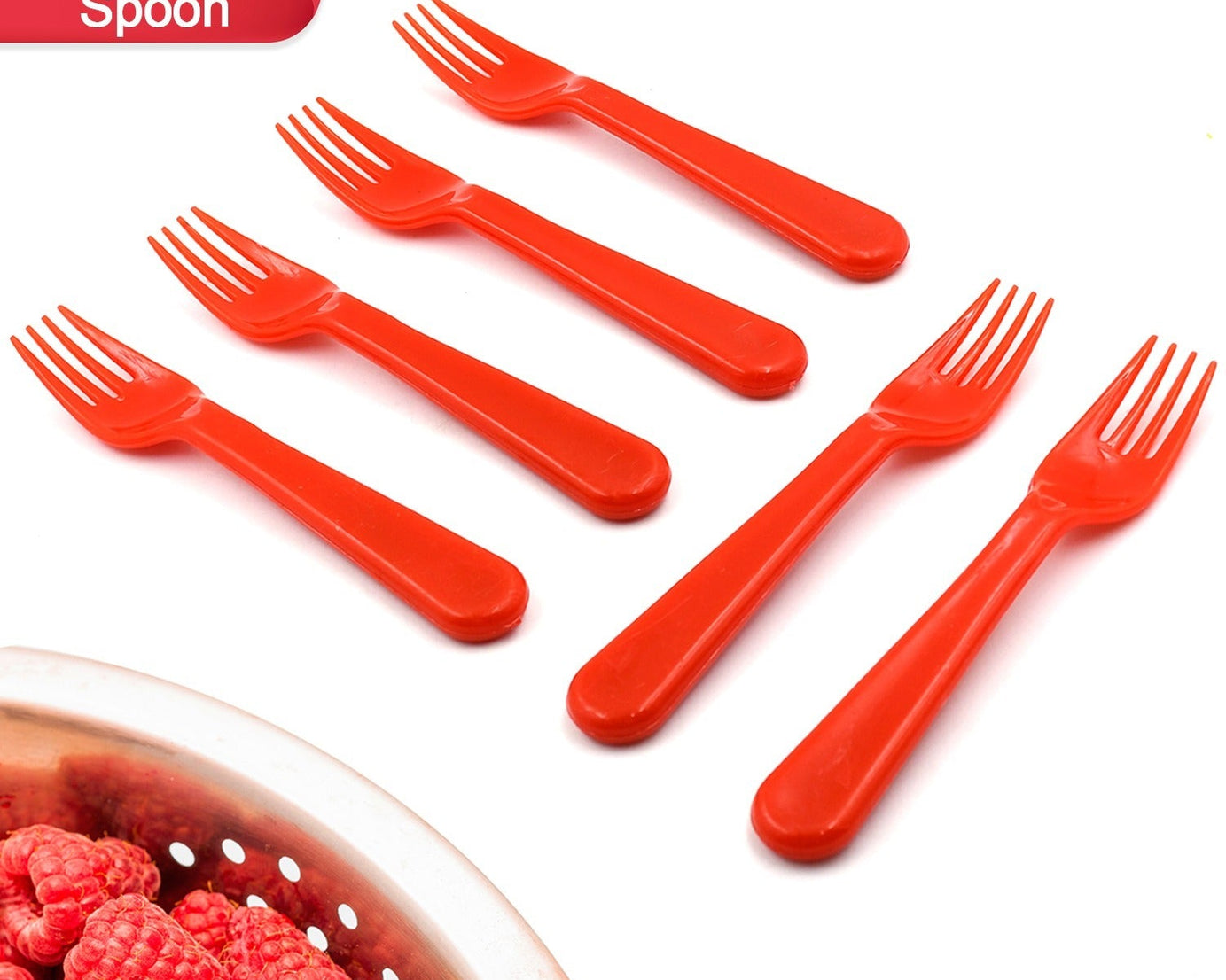 Plastic Fork Spoon, Fork Spoon Set, Fruit Fork Spoon Set | Baby Fork Spoon/Vegetable Fork Spoon, Plastic Salad Spoon, Dessert Spoon (6pc set)