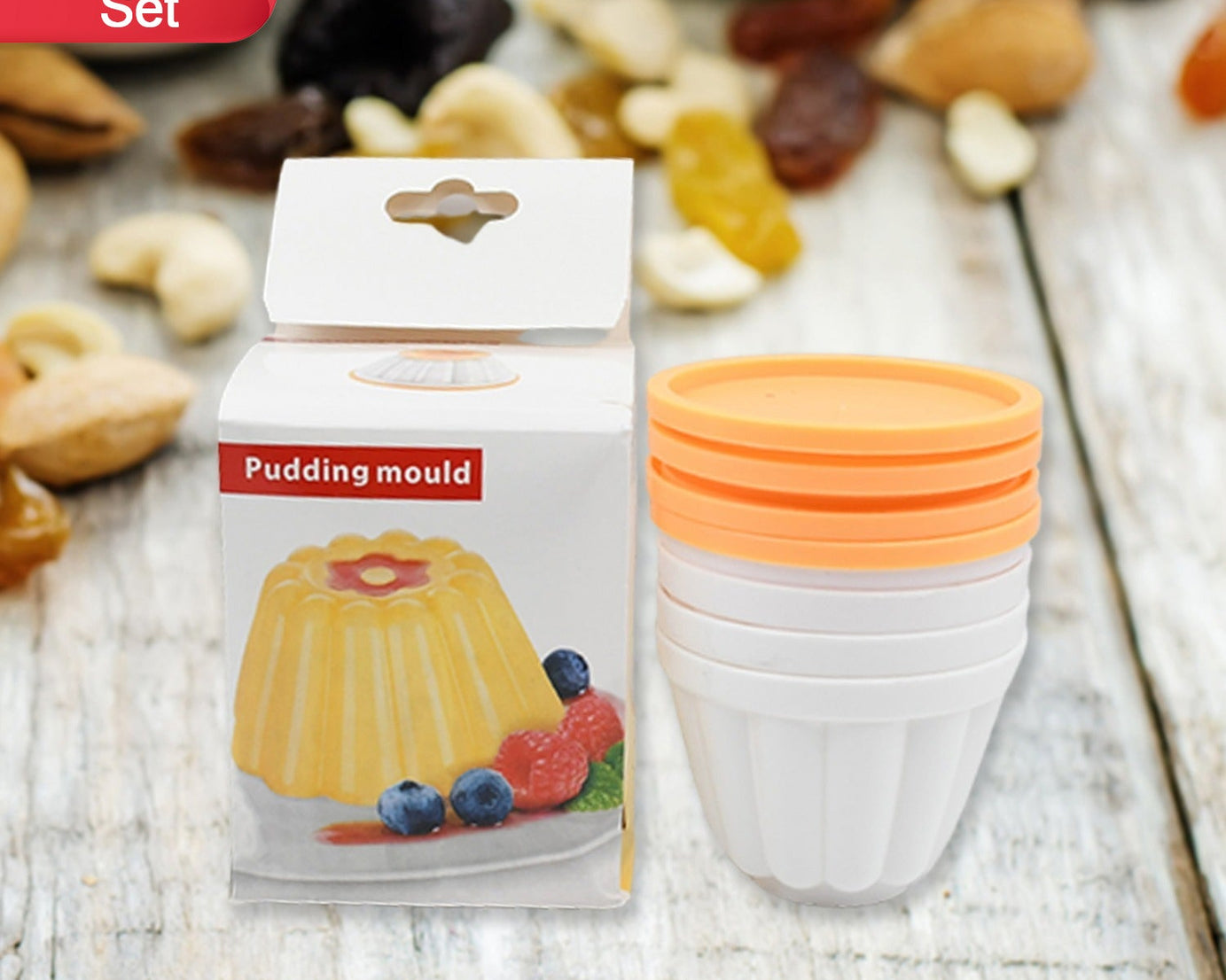 Pudding Molds, Custard Mold, Mold for Jelly Ice creams, Set of 4 Cups with Lid