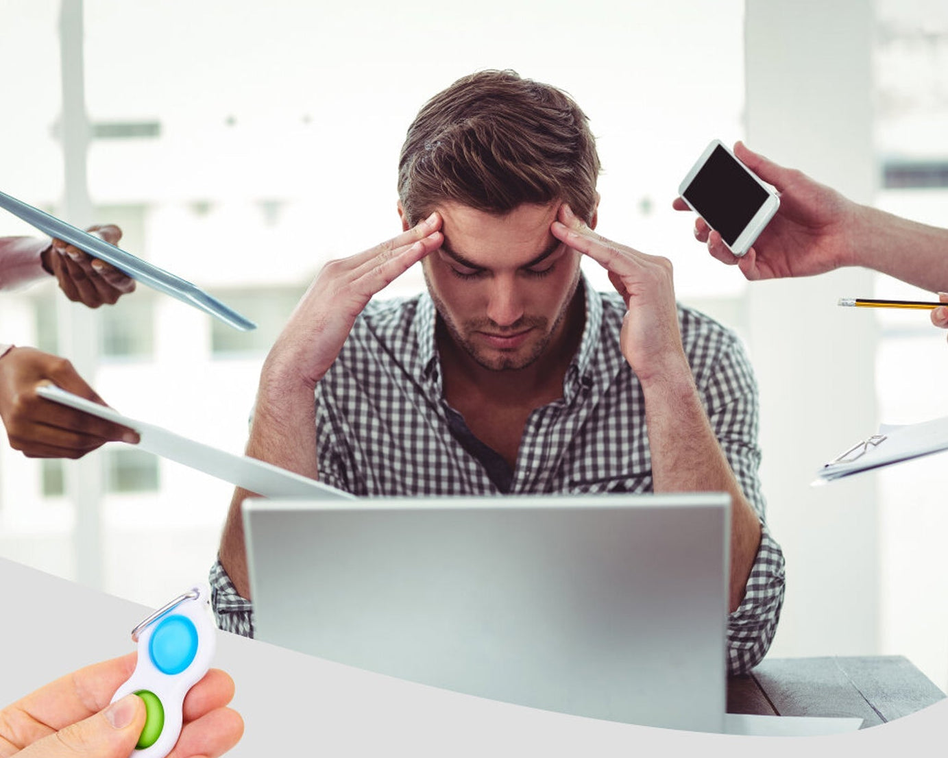 Keychain fidget toy with mini dimples