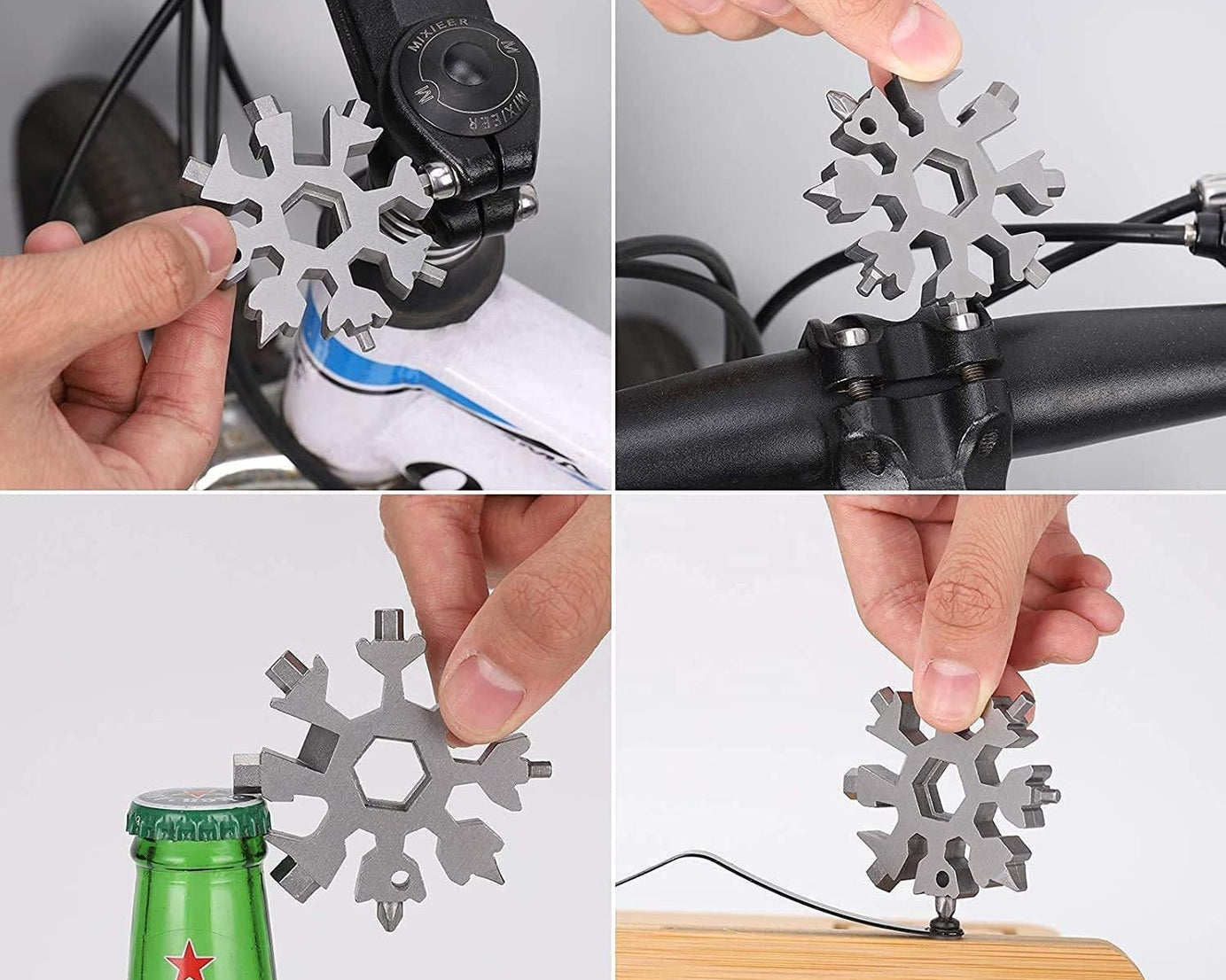 Durable & Portable 18 in 1 Snowflake Multi-Tool, Snowflake Bottle Opener Flat Phillips Screwdriver Kit Wrench
